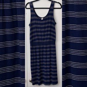 Old Navy blue and white striped tank dress with smocked waist